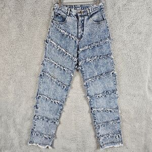 Kansas LTD Jeans Womens 28x31* Aztec Indian Tapered Acid Wash Frayed Mom Vintage